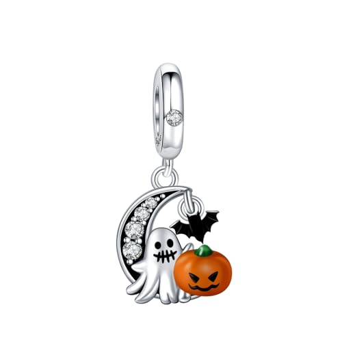 Simphman 925 Sterling Silber Charm Anhänger für Europäischen Armbänder und Halsketten Halloween Pumpkin Ghost Dangle Charm Geburtstag Schmuck Geschenk für Damen Frauen von Simphman