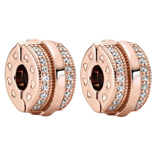 Simphman 925 Sterling Silber Charm Anhänger für Europäischen Armbänder und Halsketten Rose Gold Little Love Heart Clips Charm Geburtstag Schmuck Geschenk für Damen Frauen von Simphman