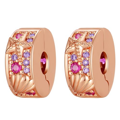 Simphman 925 Sterling Silber Charm Anhänger für Europäischen Armbänder und Halsketten Rose Gold Shell Starfish Clips Charm Geburtstag Schmuck Geschenk für Damen Frauen von Simphman