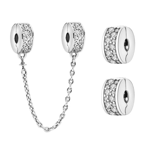 Simphman 925 Sterling Silber Charm Anhänger für Europäischen Armbänder und Halsketten Silver Clips and Safety Chain Charm Geburtstag Schmuck Geschenk für Damen Frauen von Simphman
