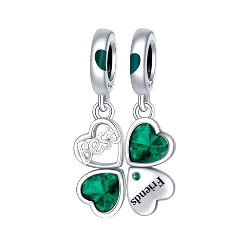 Simphman 925 Sterling Silber Charms Dangles für Armbänder und Halsketten Best Friend Clover Dangle Geschenk-Schmuck für Frauen Mädchen Familie und Freunde von Simphman
