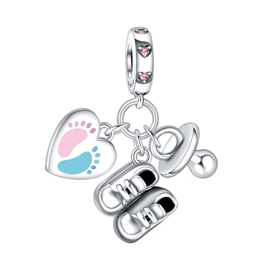 Simphman 925 Sterling Silber Charms Dangles für Armbänder und Halsketten Footprints Shoe Dangle Geschenk-Schmuck für Frauen Mädchen Familie und Freunde von Simphman