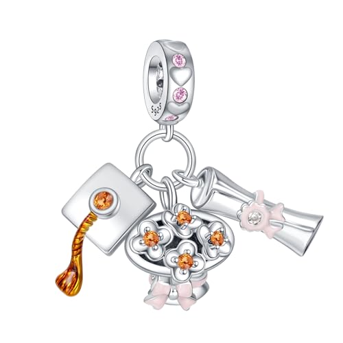 Simphman Charm Anhänger 925 Sterling Silber Charms Graduation Season Set Bead Charms für Europäischen Armband und Halskette 5A Zirkonia Armband Charm Geburtstag Schmuck Geschenk für Damen Frauen von Simphman