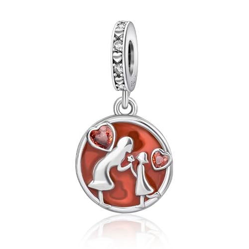Simphman 925 Sterling Silber Charms Dangles für Armbänder und Halsketten Tochter schickt eine Blume zu Mama Geschenk Schmuck für Frauen Mädchen Familie Freund von Simphman