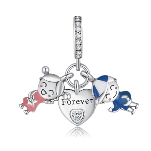 Simphman Love Heart 925 Sterling Silber Charms Dangles Junge und Mädchen Liebe für immer für Armbänder und Halskette Schmuck Geschenk für Frauen Mädchen Familie und Freunde von Simphman