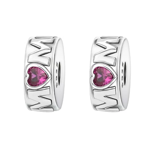 Simphman Mom Love Silber 925 Charms Dangles für Armbänder und Halsketten Blume Spacer Mom*2 Schmuck Geschenk für Frauen Mädchen Familie Freund von Simphman