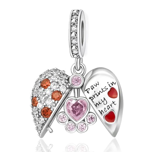 Simphman Mutter Herz Liebe Silber 925 Charms Dangles für Armbänder Pet tracks Can be Opened für Frauen Mädchen Familie und Freunde von Simphman