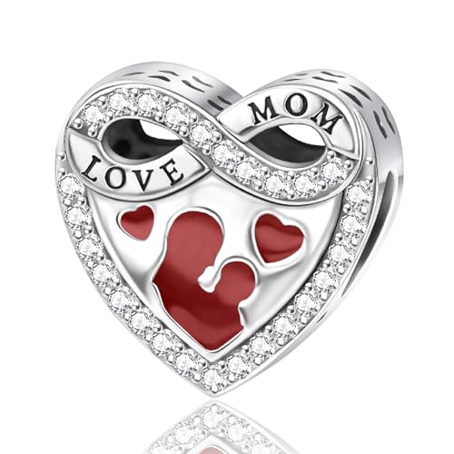 Simphman Charm Anhänger 925 Sterling Silber Charms Infinite Love Mom Bead Charms für Europäischen Armband und Halskette 5A Zirkonia Armband Charm Geburtstag Schmuck Geschenk für Damen Frauen von Simphman