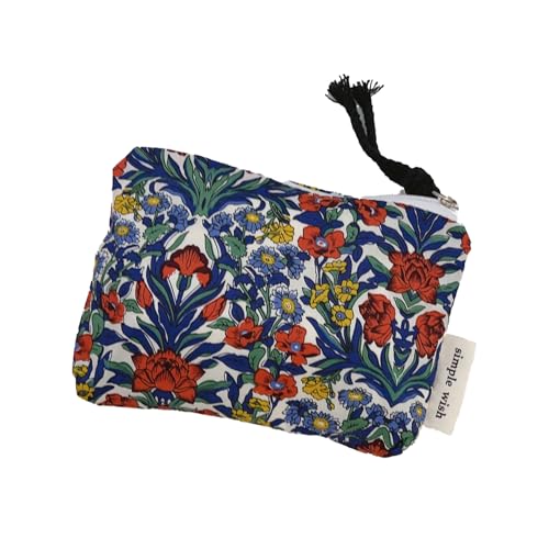 SimplCharm Kleine Make-up-Tasche mit niedlichem Blumenmuster, für Damen, kleine Make-up-Tasche mit Reißverschluss, #02, modisch SimplCharm Kleine Make-up-Tasche mit niedlichem Blumenmuster, für Damen, kleine Make-up-Tasche mit Reißverschluss, #02, modisch von SimplCharm