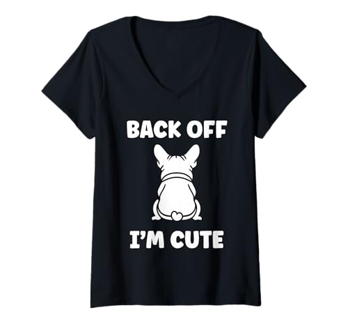 Damen Cute Bulldog Dog Quote Funny Bulldog I'm a Cute T-Shirt mit V-Ausschnitt von Simple Bulldogs dog humor Bulldog