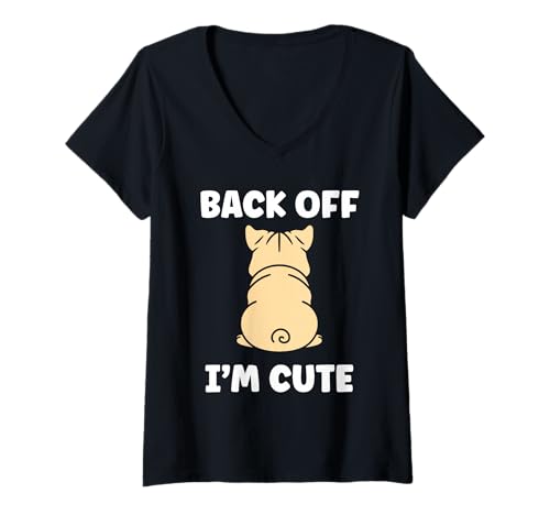 Damen Cute Bulldog Dog Quote Funny Bulldog I'm a Cute T-Shirt mit V-Ausschnitt von Simple Bulldogs dog humor Bulldog
