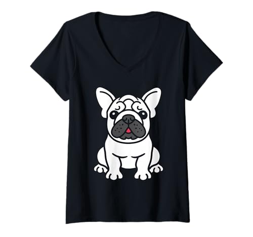 Damen FUUNY Cute Bulldog Minimalist Dog Simple Bulldog T-Shirt mit V-Ausschnitt von Simple Bulldogs dog humor Bulldog