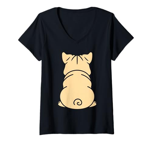 Damen FUUNY Cute Bulldog Minimalist Dog Simple Bulldog T-Shirt mit V-Ausschnitt von Simple Bulldogs dog humor Bulldog