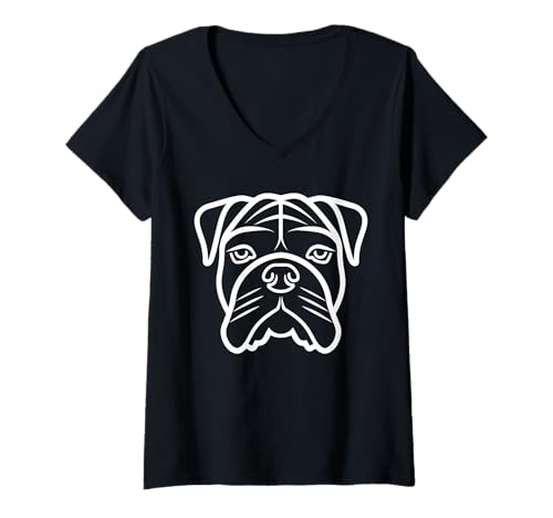 Damen FUUNY Cute Bulldog Minimalist Dog Simple Bulldog T-Shirt mit V-Ausschnitt von Simple Bulldogs dog humor Bulldog