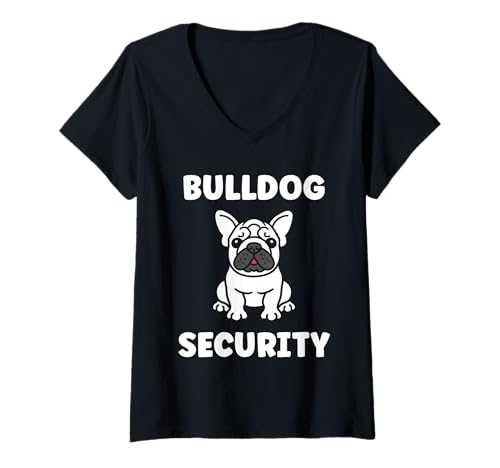 Damen FUUNY Cute Bulldog Minimalist Dog Simple Security Bulldog T-Shirt mit V-Ausschnitt von Simple Bulldogs dog humor Bulldog