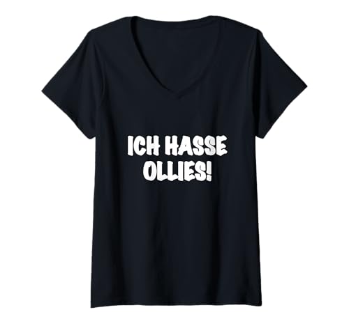 Damen Ich Hasse Ollies! Skateboarding Spruch Ollie Trick T-Shirt mit V-Ausschnitt Damen Ich Hasse Ollies! Skateboarding Spruch Ollie Trick T-Shirt mit V-Ausschnitt von Simple Designs