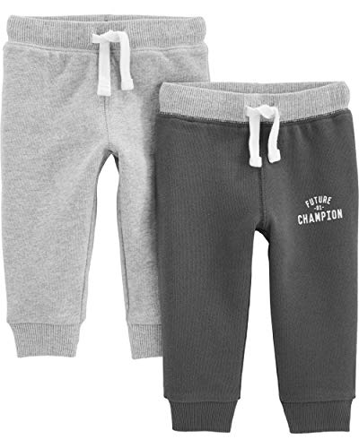 Simple Joys by Carter's Baby Jungen 2-Pack Athletic Knit Jogger Pants Hose, Hellgrau Meliert/Dunkelgrau, 24 Monate (2er Pack) von Simple Joys by Carter's