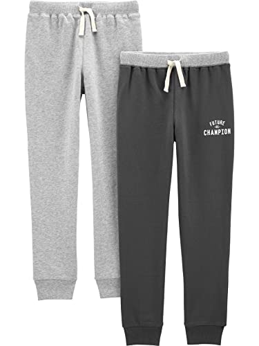 Simple Joys by Carter's Baby Jungen 2-Pack Athletic Knit Jogger Pants Hose, Hellgrau Meliert/Dunkelgrau, 24 Monate (2er Pack) von Simple Joys by Carter's
