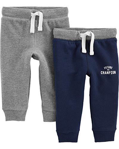 Simple Joys by Carter's Baby Jungen 2-Pack Athletic Knit Jogger Pants Hose, Kohlegrau/Marineblau, 18 Monate (2er Pack) von Simple Joys by Carter's