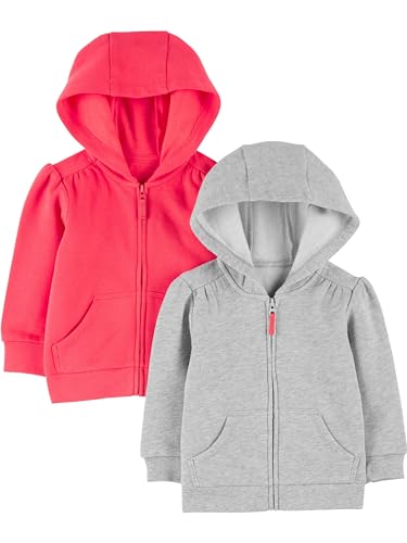 Simple Joys by Carter's Mädchen 2-Pack Fleece Full-Zip Hoodies Kapuzen-Sweatshirt, Rosa/Grau, 3-6 Monate (2er Pack) von Simple Joys by Carter's