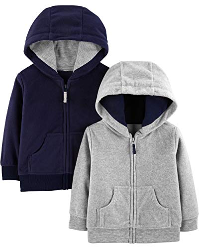 Simple Joys by Carter's Baby-Jungen 2-Pack Fleece Full Zip Fashion-Hoodies, Grau/Marineblau, 12 Monate (2er Pack) von Simple Joys by Carter's