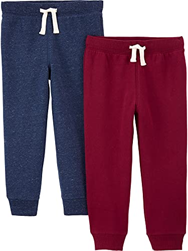 Simple Joys by Carter's Jungen 2-Pack Pull on Fleece Pants Hose, Burgunderrot Meliert/Marineblau Heidekraut, 4 Jahre (2er Pack) von Simple Joys by Carter's