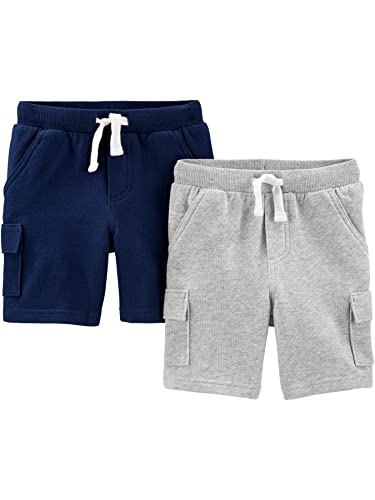 Simple Joys by Carter's Baby-Jungen Knit Cargo, Pack of 2 Shorts, Marineblau/Grau, 12 Monate (2er Pack) von Simple Joys by Carter's
