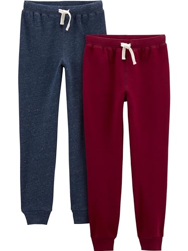 Simple Joys by Carter's Jungen 2-Pack Pull on Fleece Pants Hose, Burgunderrot/Marineblau Heidekraut, 4-5 Jahre (2er Pack) von Simple Joys by Carter's