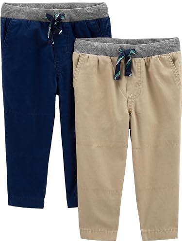 Simple Joys by Carter's Baby-Jungen 2-Pack Pull on Pant Hose, Helles Khakibraun/Marineblau, 3-6 Monate (2er Pack) von Simple Joys by Carter's