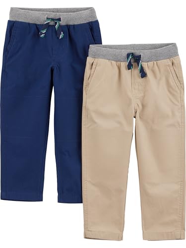 Simple Joys by Carter's Baby-Jungen 2-Pack Pull on Pant Hose, Helles Khakibraun/Marineblau, 3-6 Monate (2er Pack) von Simple Joys by Carter's