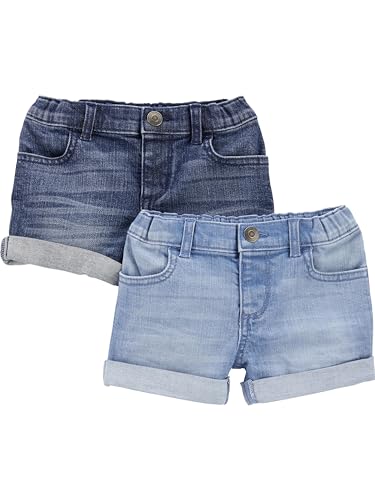 Simple Joys by Carter's Baby Mädchen Jeansshorts, 2er-Pack, Dunkles Jeansblau/Helles Denim, 3-6 Monate von Simple Joys by Carter's