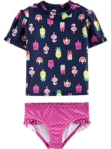 Simple Joys by Carter's Baby-Mädchen 2-Piece Assorted Rashguard Rash-Guard-Set, Marineblau EIS Am Stiel/Rosa Punkte, 3-6 Monate von Simple Joys by Carter's