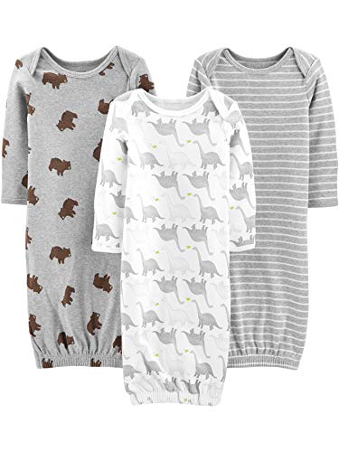 Simple Joys by Carter's Baby-Jungen 3-Pack Neutral Cotton Sleeper Gown Tragbare Decke, Bär/Dinosaurier/Streifen, 0 Monate (3er Pack) von Simple Joys by Carter's