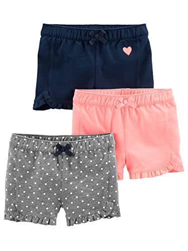 Simple Joys by Carter's Baby-Mädchen 3-Pack Knit Infant-and-Toddler-Shorts, Rosa/Grau/Marineblau, 3 Jahre (3er Pack) von Simple Joys by Carter's