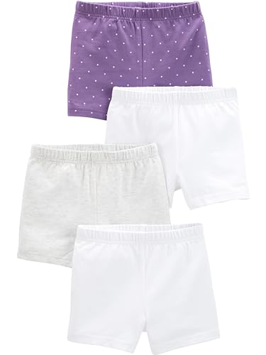 Simple Joys by Carter's Mädchen 4-Pack Tumbling Shorts, Purpur/Grau/Weiß, 5 Jahre (4er Pack) von Simple Joys by Carter's