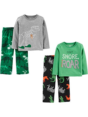 Simple Joys by Carter's Jungen 4-Piece Pajama Set (Cotton Top & Fleece Bottom) Pyjamaset, Dinosaurier, 2 Jahre von Simple Joys by Carter's