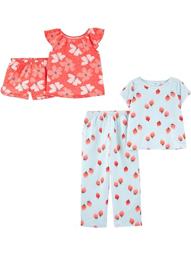 Simple Joys by Carter's Mädchen 4-Teiliger Poly-Schlafanzug, 2er-Pack, Beere/Floral, 4-5 Jahre von Simple Joys by Carter's