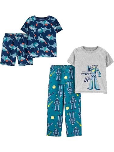 Simple Joys by Carter's Jungen 4-Piece Poly Pajamas Pyjamaset, Haifisch/Transformers, 4-5 Jahre (2er Pack) von Simple Joys by Carter's