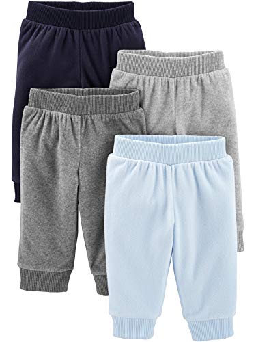 Simple Joys by Carter's Unisex Baby 4-Pack Fleece Infant-and-Toddler-Pants, Dunkelgrau/Grau Meliert/Hellblau/Marineblau, 6-9 Monate (4er Pack) von Simple Joys by Carter's