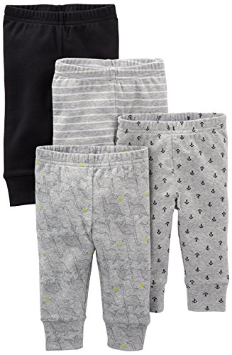 Simple Joys by Carter's Unisex Baby Hose Baumwolle, 4er-Pack, Grau/Schwarz Bananen/Weiß, 24 Monate von Simple Joys by Carter's