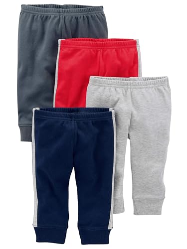 Simple Joys by Carter's Unisex Baby Hose Baumwolle, 4er-Pack, Dunkelblau/Dunkelgrau/Grau Meliert/Rot, Frühchen von Simple Joys by Carter's