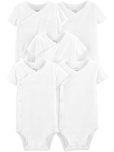 Simple Joys by Carter's Unisex-Baby Side-snap Short-Sleeve Shirt Hemd, Weiß, Frühchen (5er Pack) von Simple Joys by Carter's