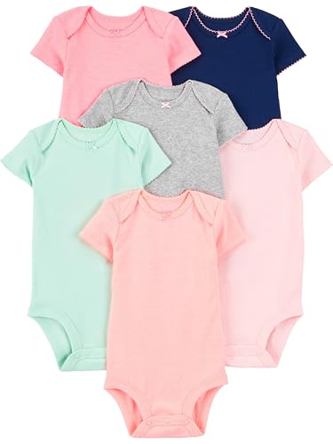 Simple Joys by Carter's Baby Mädchen 6-Pack Short-Sleeve Bodysuit Body, Mehrfarbig/Einheitliche Farben, Frühchen (6er Pack) von Simple Joys by Carter's