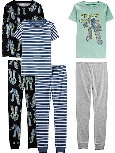 Simple Joys by Carter's Jungen 6-teiliges Schlafanzug-Set, eng anliegend, 6er-Pack, Mehrfarbig/Streifen/Transformers, 4-5 Jahre von Simple Joys by Carter's