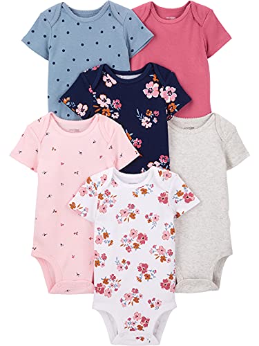 Simple Joys by Carter's Baby Mädchen 6-Pack Short-Sleeve Bodysuit Body, Mehrfarbig/Floral/Streublumen/Tropisch/Tupfen, Frühchen (6er Pack) von Simple Joys by Carter's