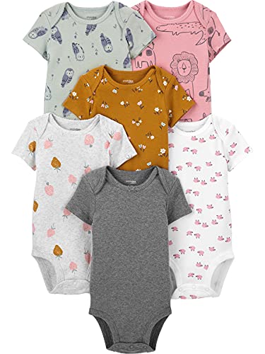 Simple Joys by Carter's Baby Mädchen 6-Pack Short-Sleeve Bodysuit Body, Mehrfarbig/Eule/Floral/Schaf/Waldtiere, Frühchen (6er Pack) von Simple Joys by Carter's