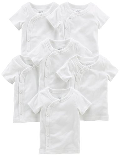 Simple Joys by Carter's Baby-Jungen Side-snap Short-Sleeve Infant-and-Toddler-Button-down-Shirts, Weiß, 0-3 Monate (6er Pack) von Simple Joys by Carter's