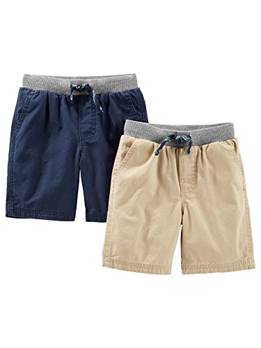 Simple Joys by Carter's Baby-Jungen, Pack of 2 Short, Helles Khakibraun/Marineblau, 4 Jahre (2er Pack) von Simple Joys by Carter's