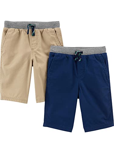 Simple Joys by Carter's Baby-Jungen, Pack of 2 Short, Helles Khakibraun/Marineblau, 4 Jahre (2er Pack) von Simple Joys by Carter's