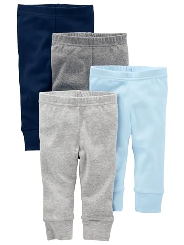 Simple Joys by Carter's Unisex Baby Hose Baumwolle, 4er-Pack, Blau/Grau/Weiß, 12 Monate von Simple Joys by Carter's